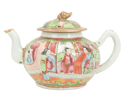 Lot 531 - A Chinese Canton miniature teapot and cover.