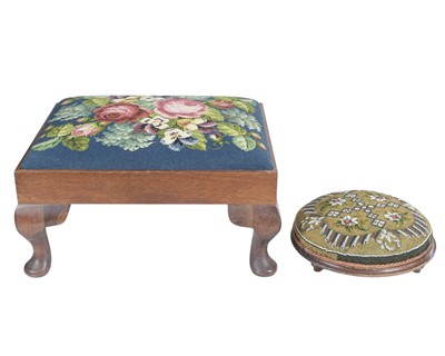 Lot 819 - Two needlepoint footstools.