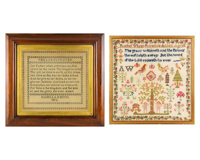 Lot 851 - A Victorian Lord's Prayer sampler.