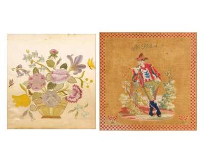 Lot 845 - A silkwork picture.