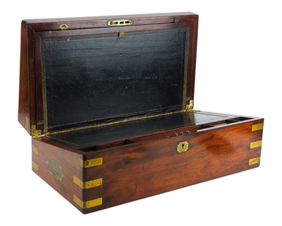 Lot 80 - A late George III mahogany and brass campaign writing slope.