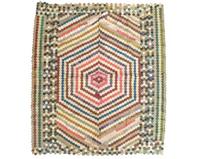 Lot 646 - A honeycomb paper piecing patchwork cover.