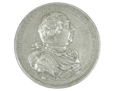 Lot 205 - 1820 Death of King George III white metal medallion.