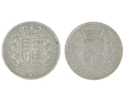 Lot 208 - Queen Victoria young head crown x2.