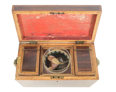 Lot 13 - A George III goncalo alves, satinwood banded and strung tea caddy.