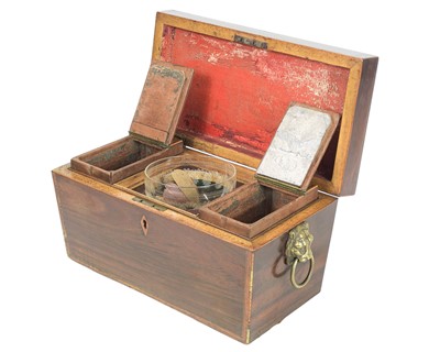 Lot 13 - A George III goncalo alves, satinwood banded and strung tea caddy.