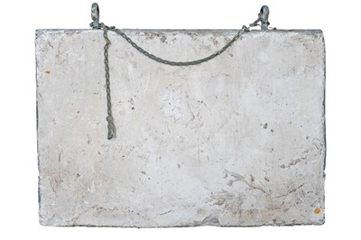 Lot 19 - A large cast plaster plaque, depicting a classical maiden, putti and dolphins.