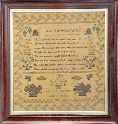 Lot 643 - A George III silk work 'On Industry' sampler.