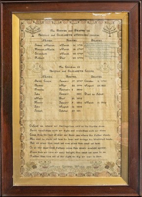 Lot 644 - A George III silk work sampler.