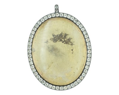 Lot 160 - A good Georgian black dot paste oval miniature frame, set in gold, within original box with silk interior.