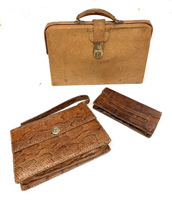 Lot 2863 - Vintage snakeskin handbag, clutch bag and...