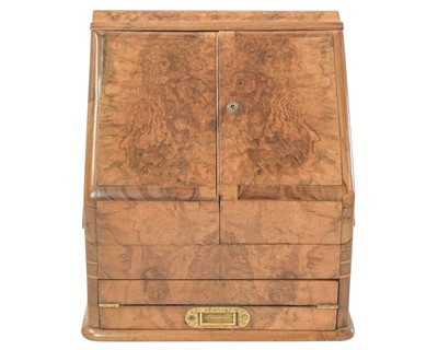 Lot 97 - A good quality Victorian burr walnut stationery cabinet.