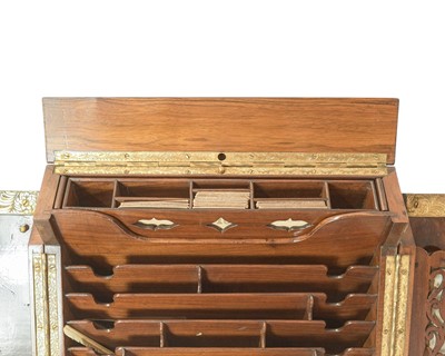 Lot 97 - A good quality Victorian burr walnut stationery cabinet.