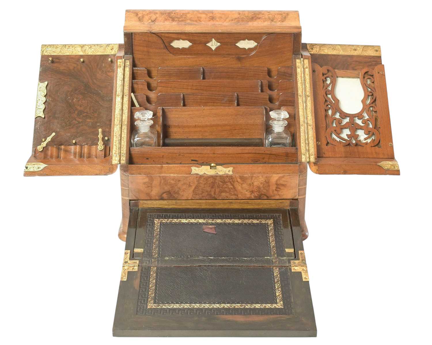Lot 97 - A good quality Victorian burr walnut stationery cabinet.