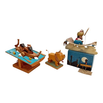 Lot 5 - Three wooden automatons, all are in need of...