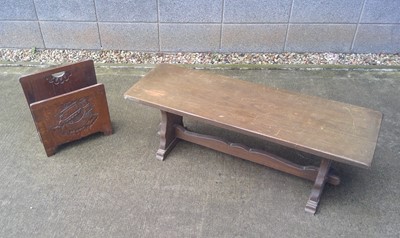 Lot 43 - An Oak Coffee Table and a carved Oak Magazine...