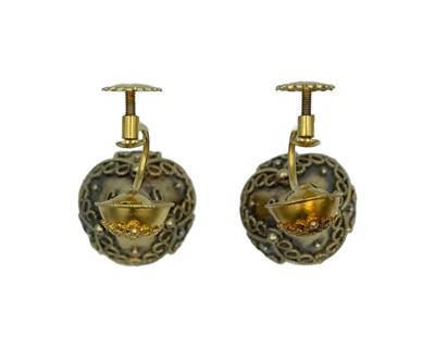 Lot 181 - A good pair of Victorian Etruscan Revival pendant earrings, in high-purity gold.