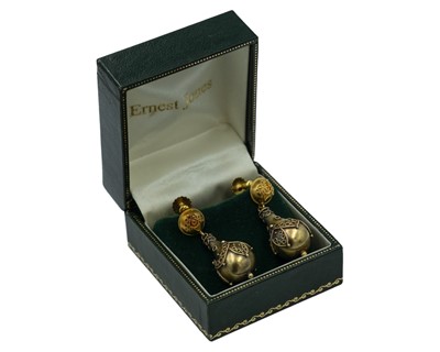 Lot 181 - A good pair of Victorian Etruscan Revival pendant earrings, in high-purity gold.