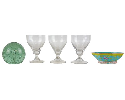 Lot 705 - A set of three matching glass rummers.