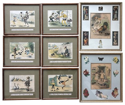 Lot 40 - Thomas Edward Donnison, six framed cartoon...