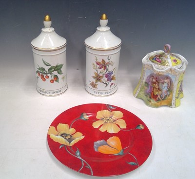 Lot 38 - Two Limoges Cannisters, a Limoges Poppy Plate...