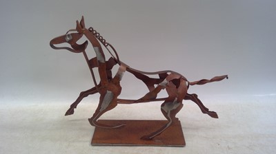 Lot 54 - A Metal Race Horse Sculpture 38cm wide, 28cm...