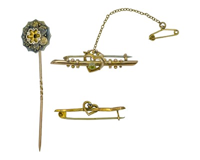 Lot 171 - A selection of three antique gold jewels.