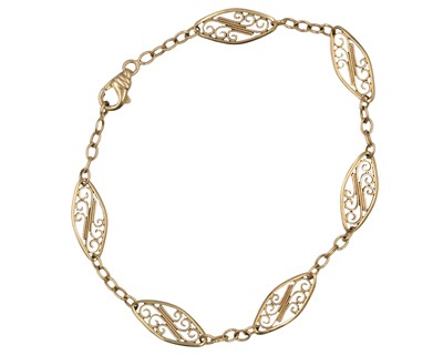 Lot 189 - An 18k French filigree panel bracelet.