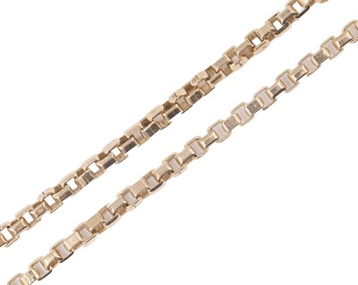 Lot 188 - A 9k hallmarked gold box-link 17.5" neck chain.