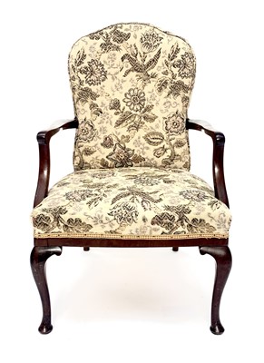 Lot 3220 - A Queen Anne style open armchair on cabriole...