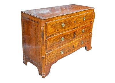 Lot 882 - An Italian walnut, crossbanded and inlaid commode.