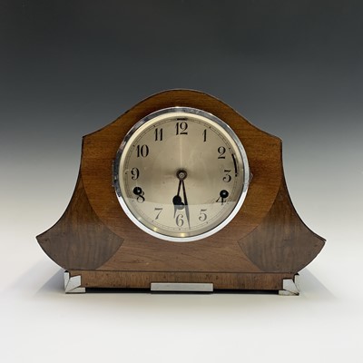 Lot 2920 - An Art Deco walnut veneered mantel clock, with...