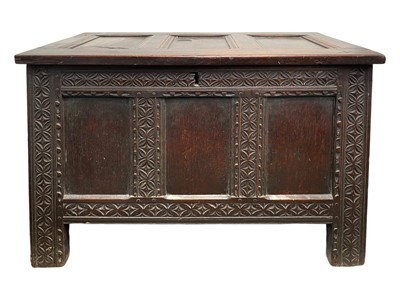 Lot 840 - A George III oak coffer.
