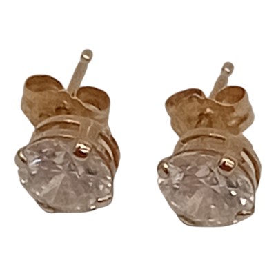 Lot 116 - A pair of stamped 14ct gold stone set earrings.
