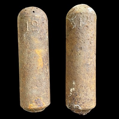 Lot 121 - A pair of longcase clock weights, each one is...