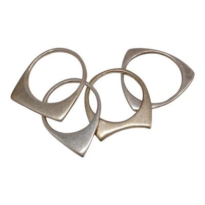 Lot 126 - Four 925 silver stacking rings. Two size N and...