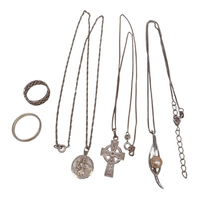 Lot 130 - A collection of Silver pendants, including a...