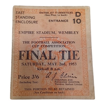Lot 133 - 1953 FA Cup Final Tie ticket, Blackpool vs...