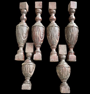 Lot 140 - Six architectural hardwood spindles with an...