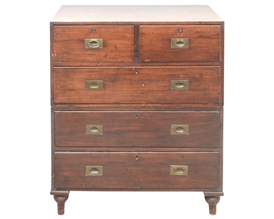 Lot 897 - A Victorian mahogany two part mahogany campaign chest.