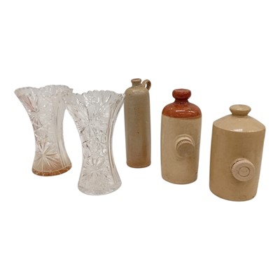 Lot 155 - A pair of Cut Lead Crystal vases, 27 cm high,...