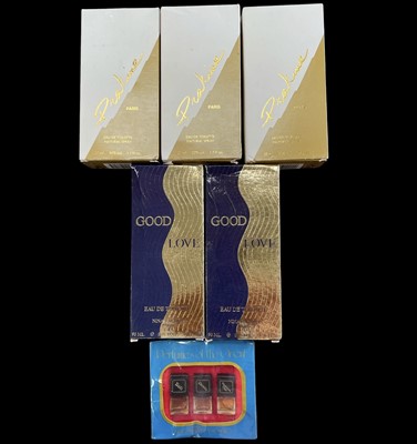 Lot 196 - Five bottles of perfume and a sample pack.