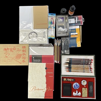 Lot 198 - A selection of Chinese calligraphy pens, inks...