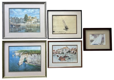 Lot 201 - 'Low Tide, Falmouth Dock, Cornwall', etching,...