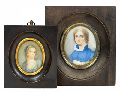 Lot 593 - English School, early 19th century, a miniature portrait of a woman.