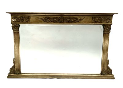 Lot 3148 - A Regency style gilt gesso overmantel mirror,...