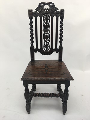 Lot 3018 - A Victorian oak side chair, with vine and...