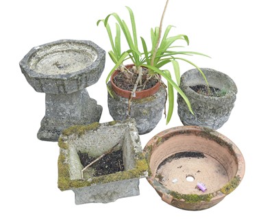 Lot 778 - A reconstituted stone bird bath with hexagonal bowl.