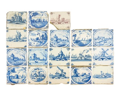 Lot 846 - A collection of Delft tiles.