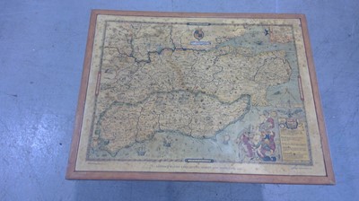 Lot 242 - A Tilt Top Table with a Map of Kent 1575. 39cm...